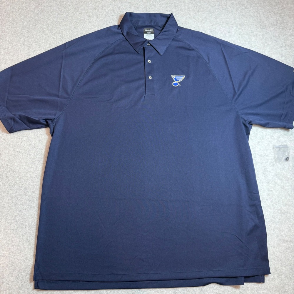 Reebok St Louis Blues Polo Mens 2XL Navy Blue NHL Hockey NWT - Picture 2 of 10